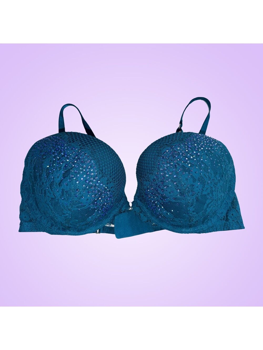 Victoria’s Secret Very Sexy Teal Lace Rhinestone Push-Up Bra 36C